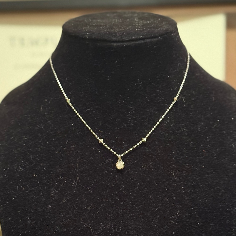 Kendra Scott Nola Silver Tone Pendant Necklace in Iridescent Drusy - Picture 2 of 8